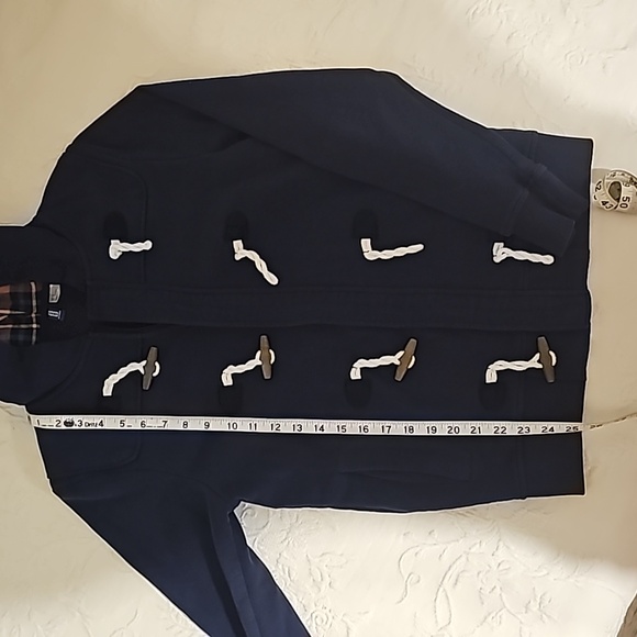 Divided by H&M Navy Duffle Hoodie Hook Eye Zipper Coat - Picture 7 of 9